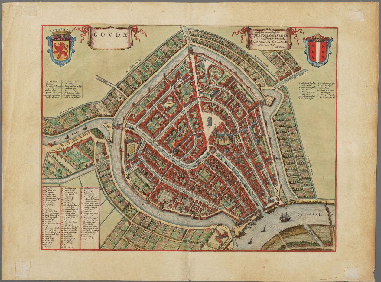 Carte de la ville de Gouda, vers 1650 - Joh. Blaeu