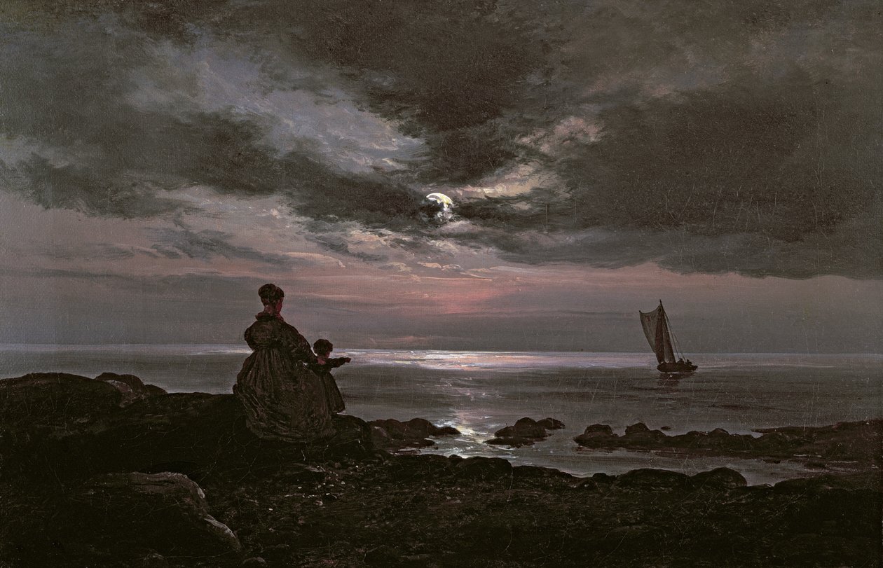 Mère et enfant près de la mer, 1840 - Johan Christian Dahl