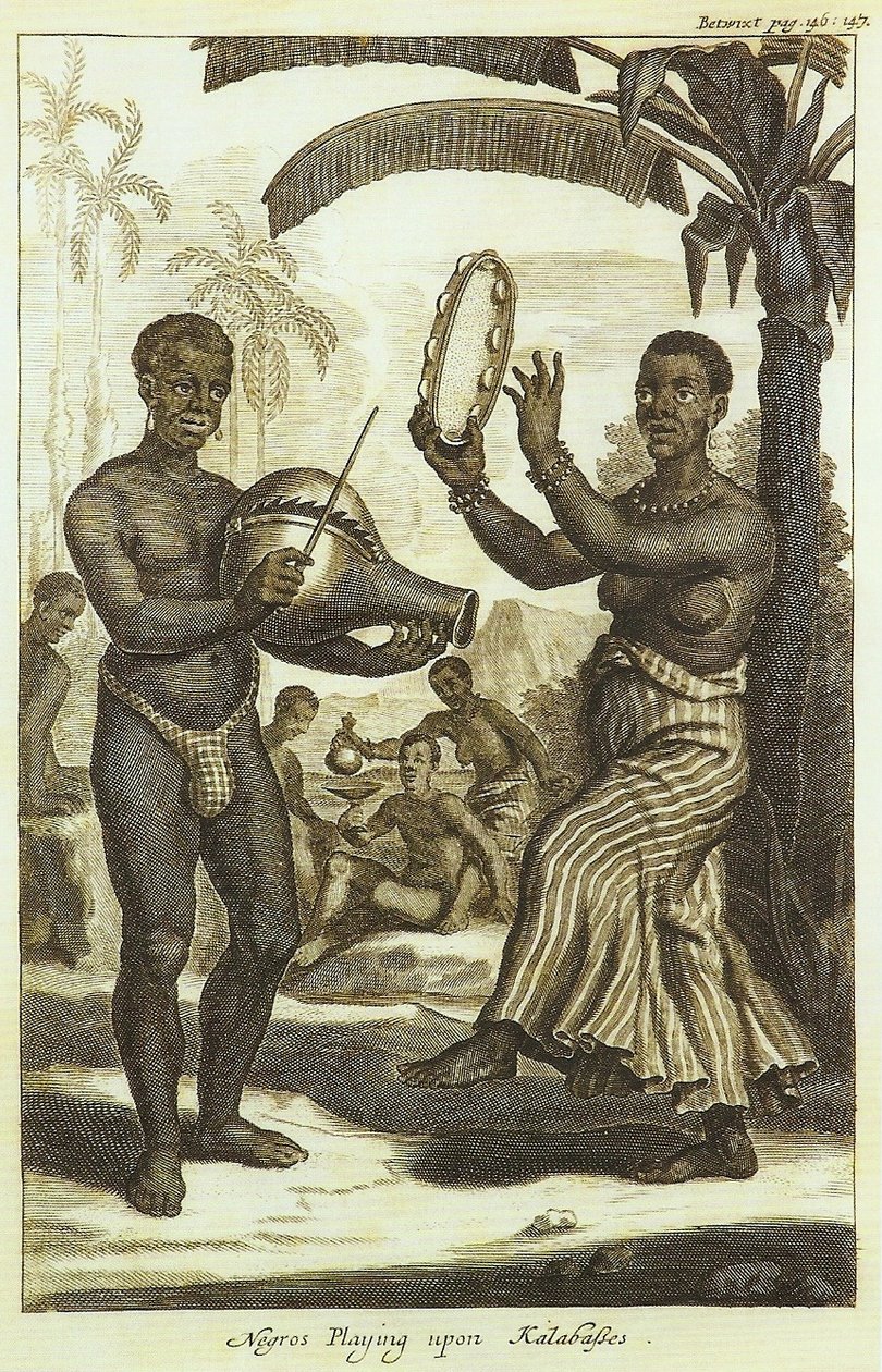 Nègres jouant sur des calebasses - Johan Nieuhof