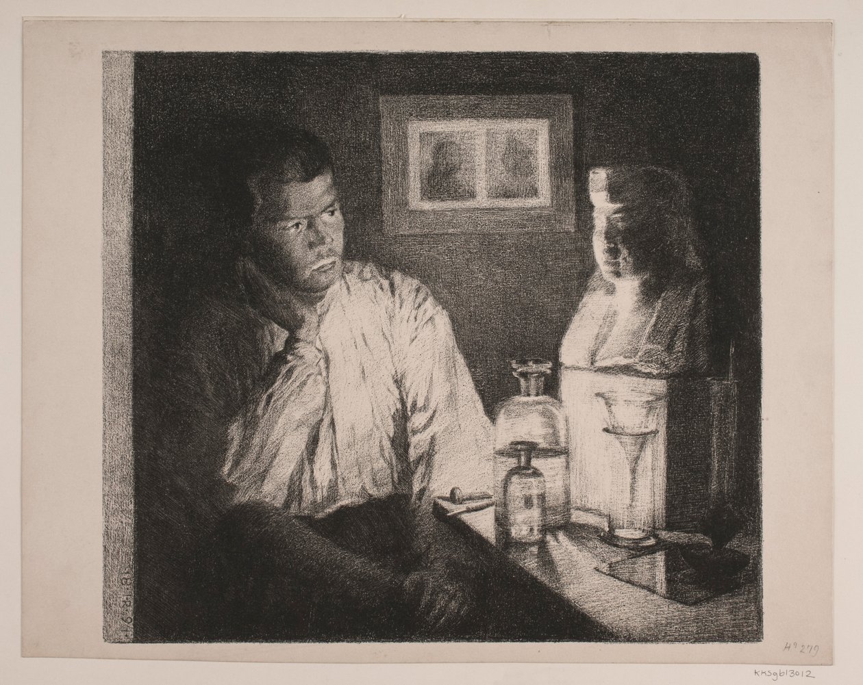 Un homme regardant un buste - Johan Rohde