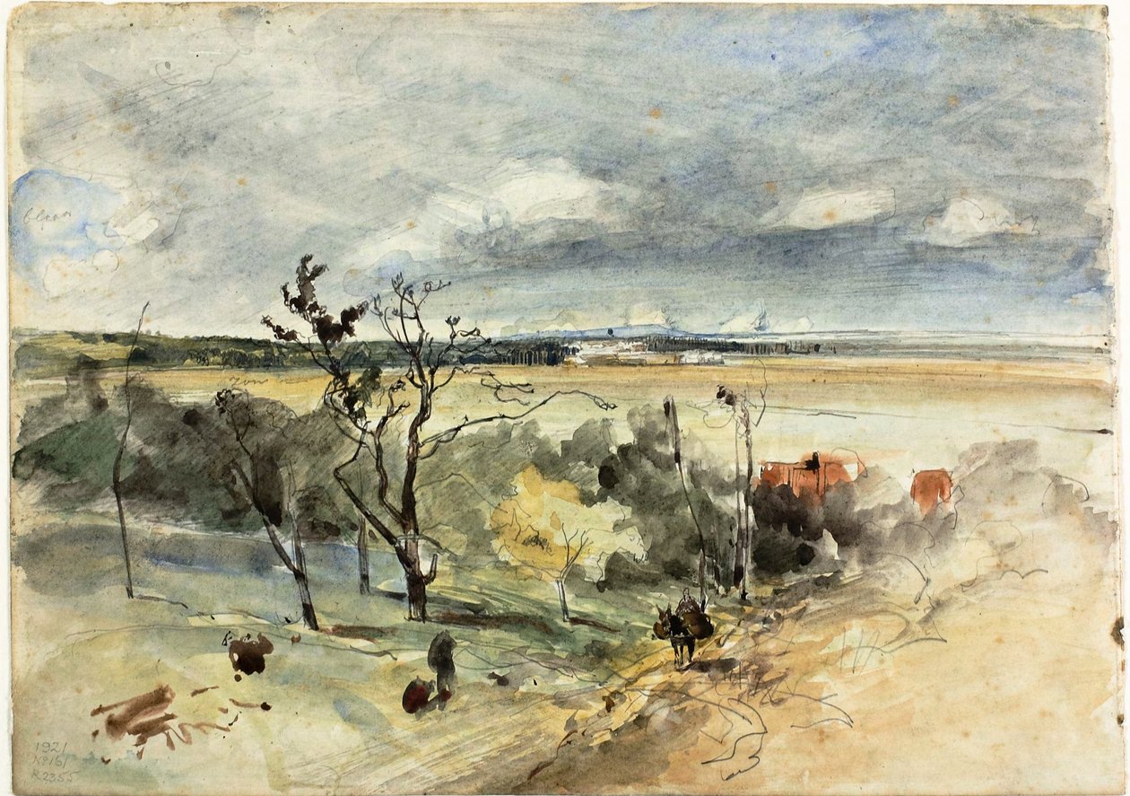Paysage avec homme sur un âne (recto) Deux femmes dans un café (verso) - Johan Barthold Jongkind