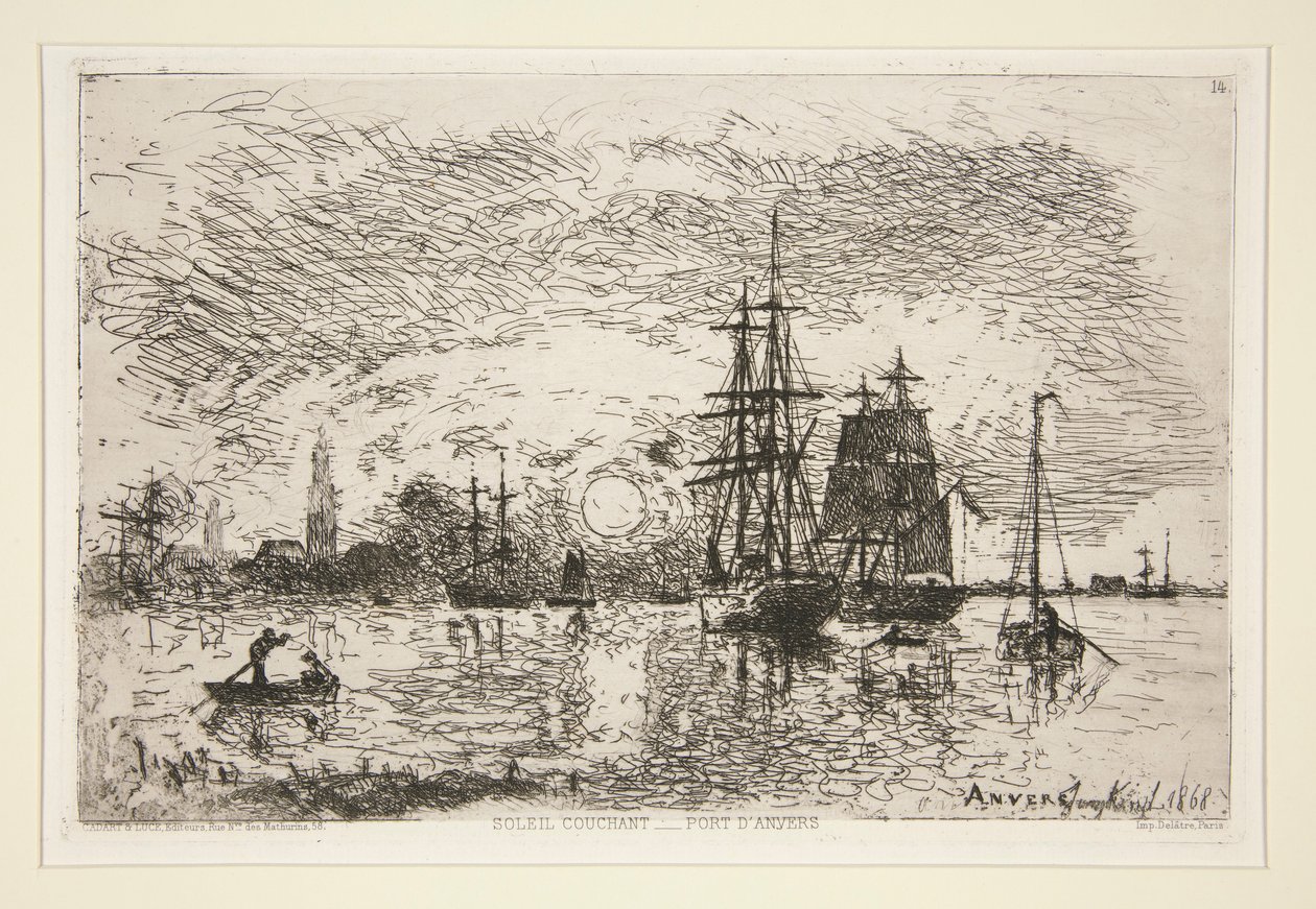 Soleil couchant - Port d - Johan Barthold Jongkind