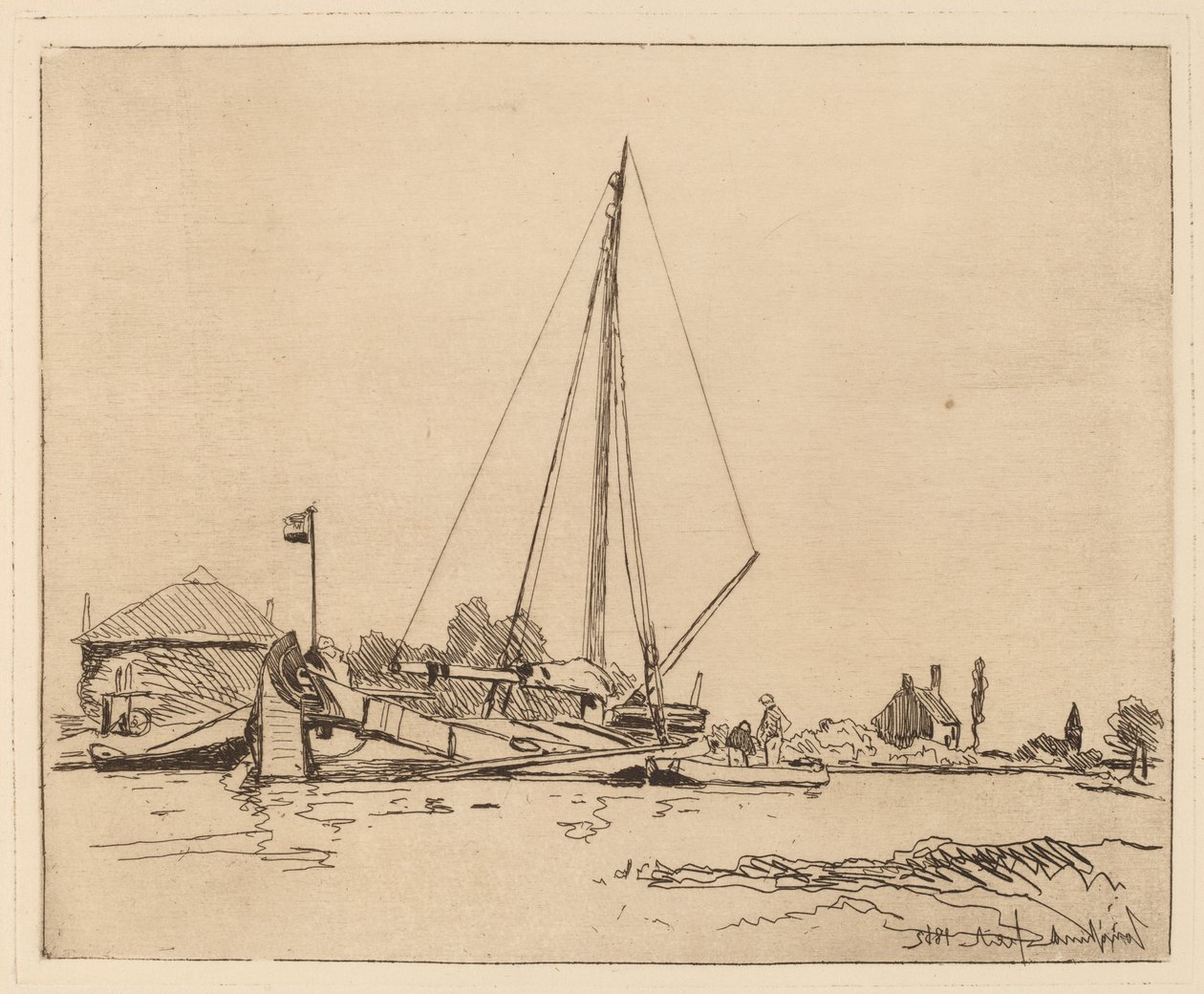La Barque amarrée - Johan Barthold Jongkind