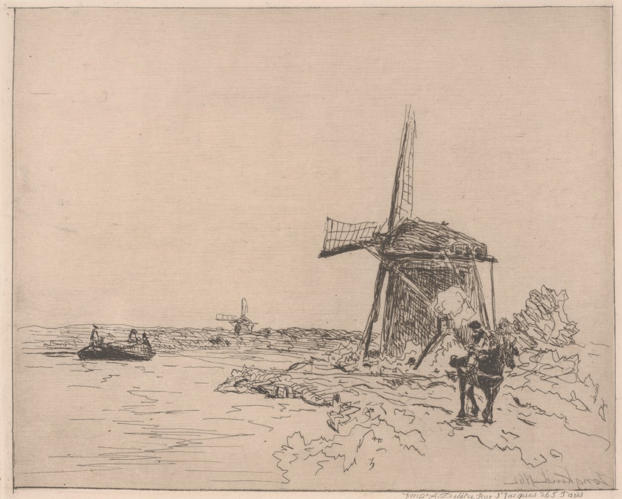 Le chemin de halage, imprimé par Auguste Delâtre (né en 1822) - Johan Barthold Jongkind