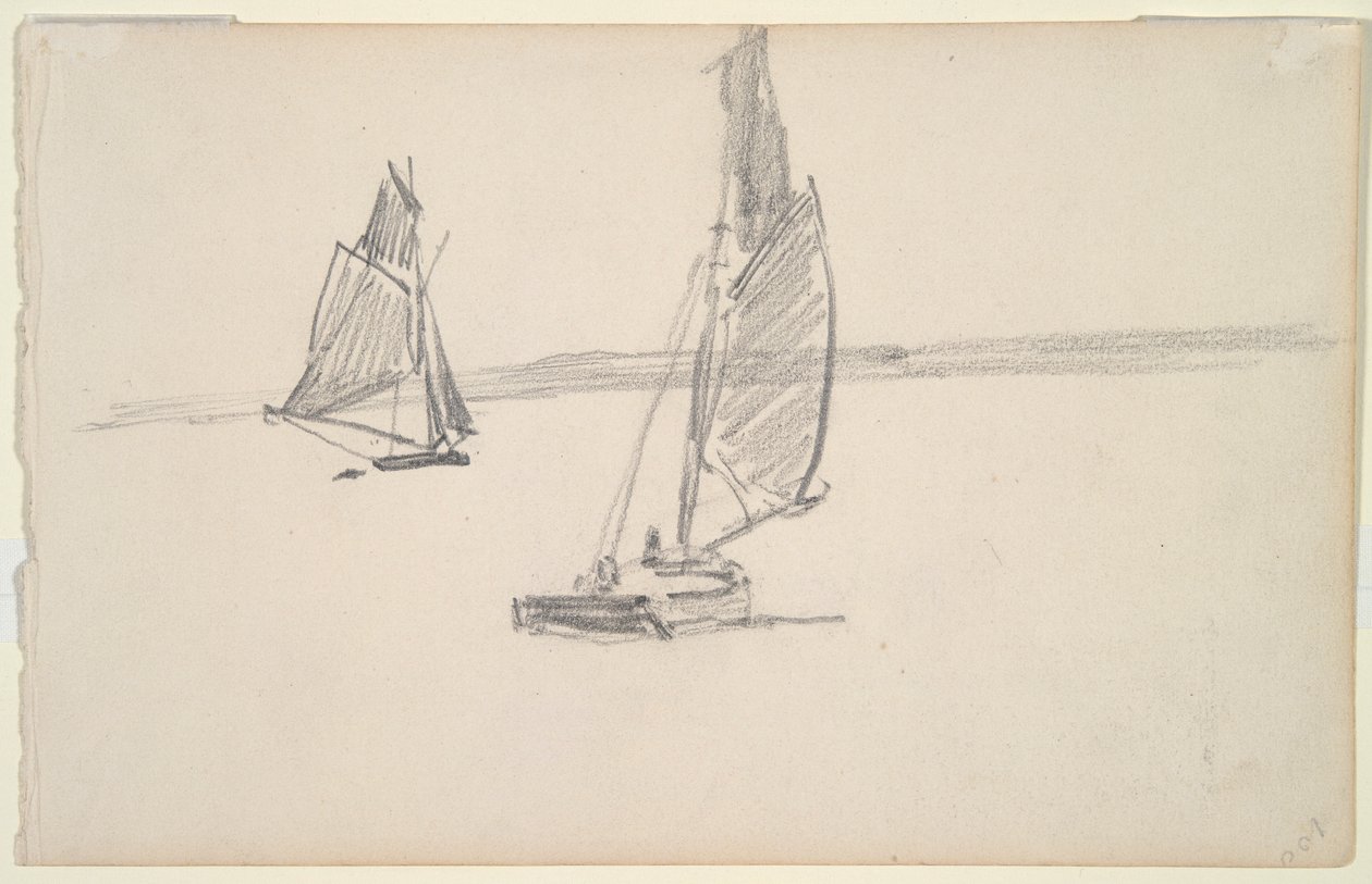 Deux bateaux de pêche sur une eau calme (recto); Deux voiliers sur une eau calme (verso) - Johan Barthold Jongkind