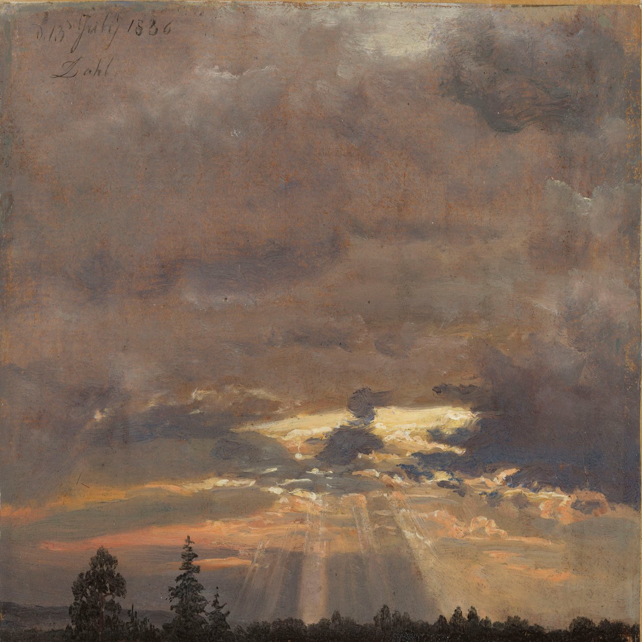 Étude de nuages avec rayons de soleil - Johan Christian Dahl