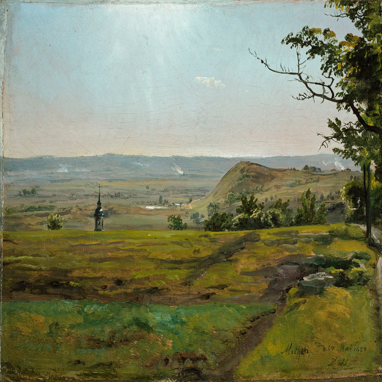 Champs verts près de Meissen. Étude - Johan Christian Dahl