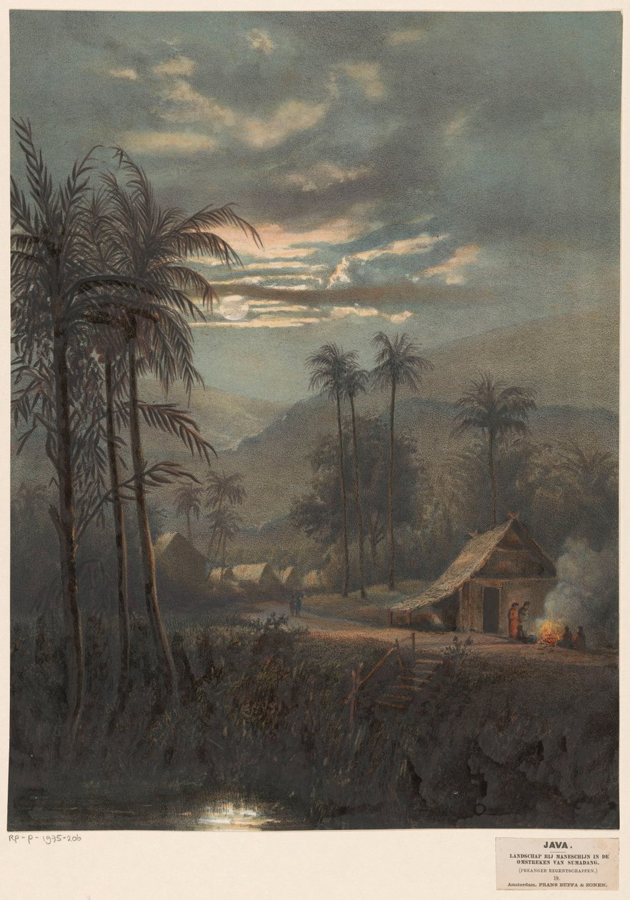 Paysage au clair de lune aux environs de Sumedang - Johan Conrad Greive