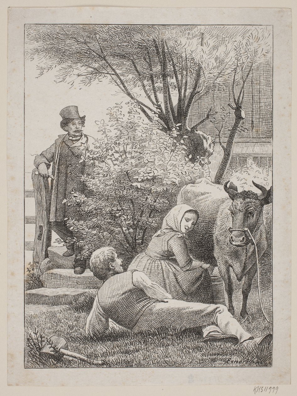 "Assis près de ta vache rouge", page de titre pour Chr. Winthus "Gravure sur Bois" - Johan Frederik Rosenstand