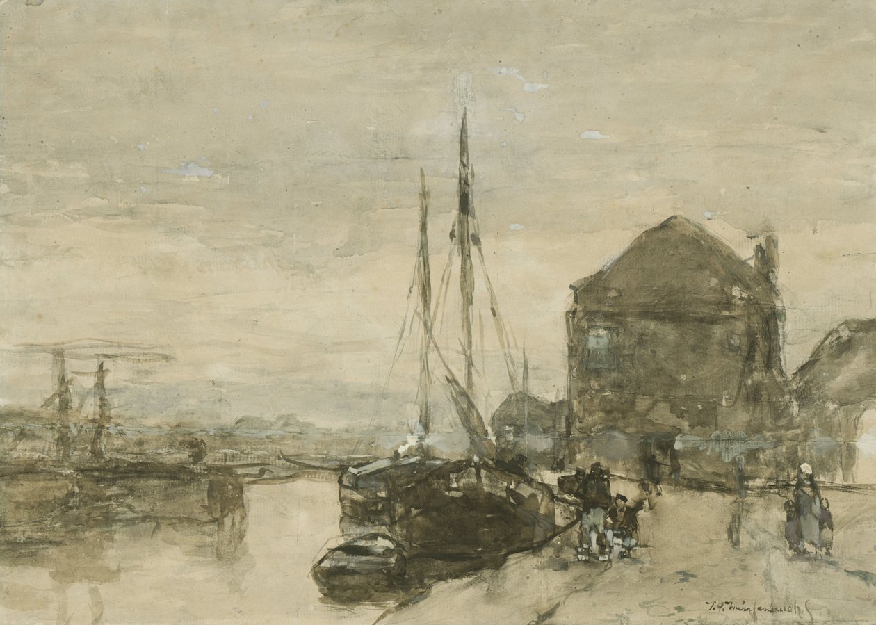 Vue de Turfmarkt et Eendjespoort à Haarlem - Johan Hendrik Weissenbruch