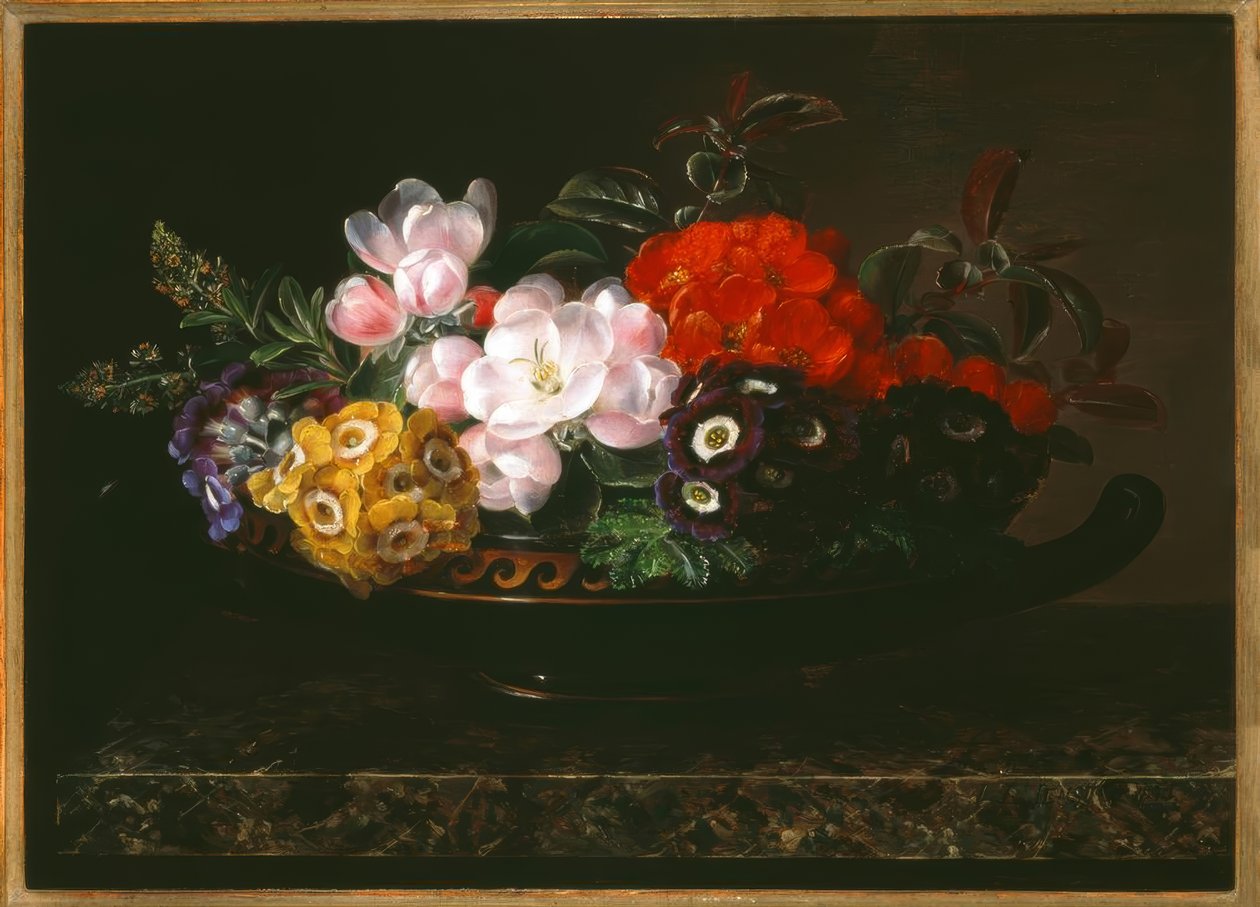 J.L. Jensen, Nature morte avec fleurs dans un bol antique - Johan Laurentz Jensen