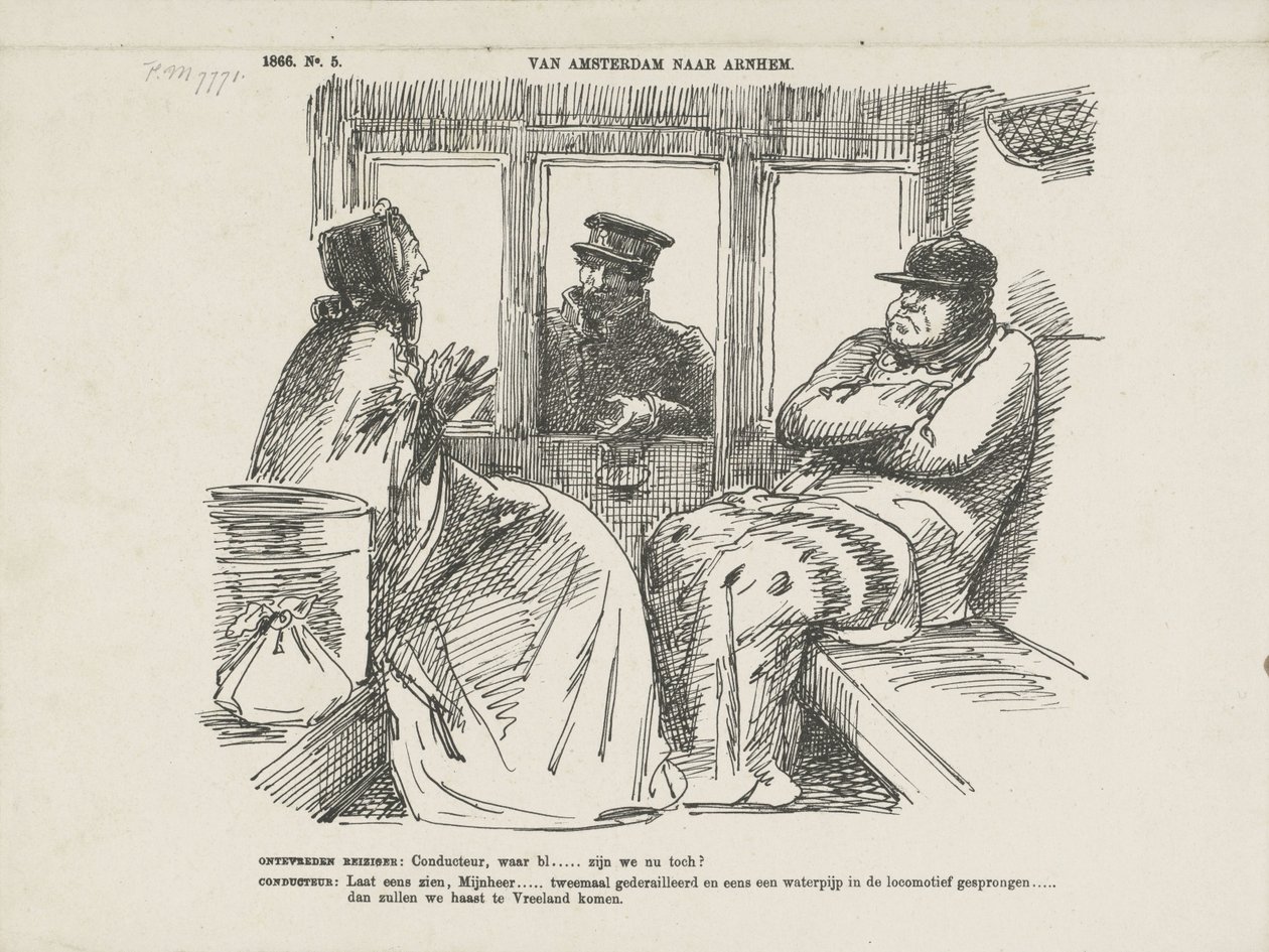 Caricature des nombreux accidents sur la ligne de chemin de fer du Rhin, 1866 (D