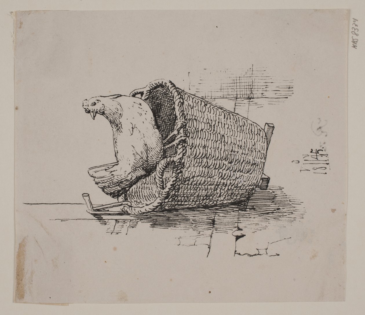 Une poule sur un panier - Johan Thomas Lundbye