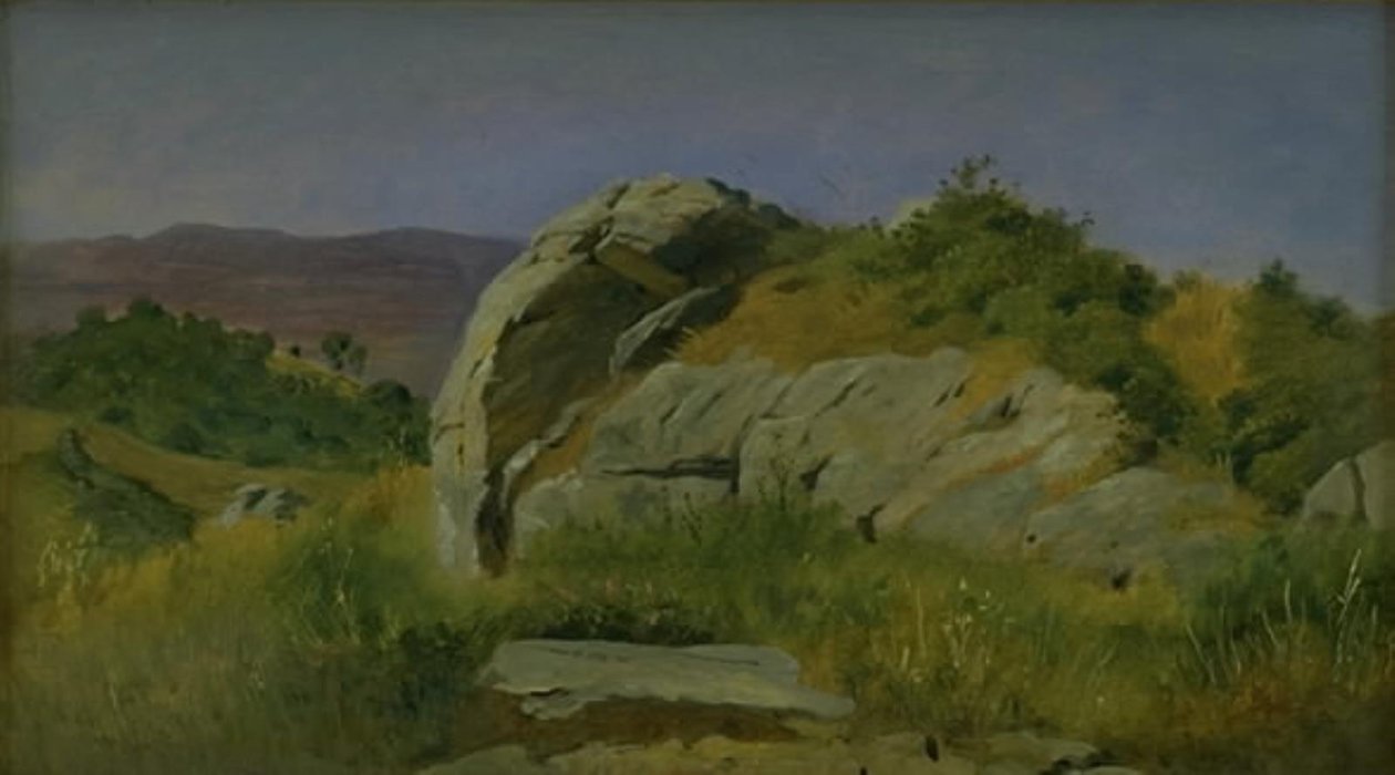 Paysage avec des rochers au premier plan. Civitella, Italie - Johan Thomas Lundbye