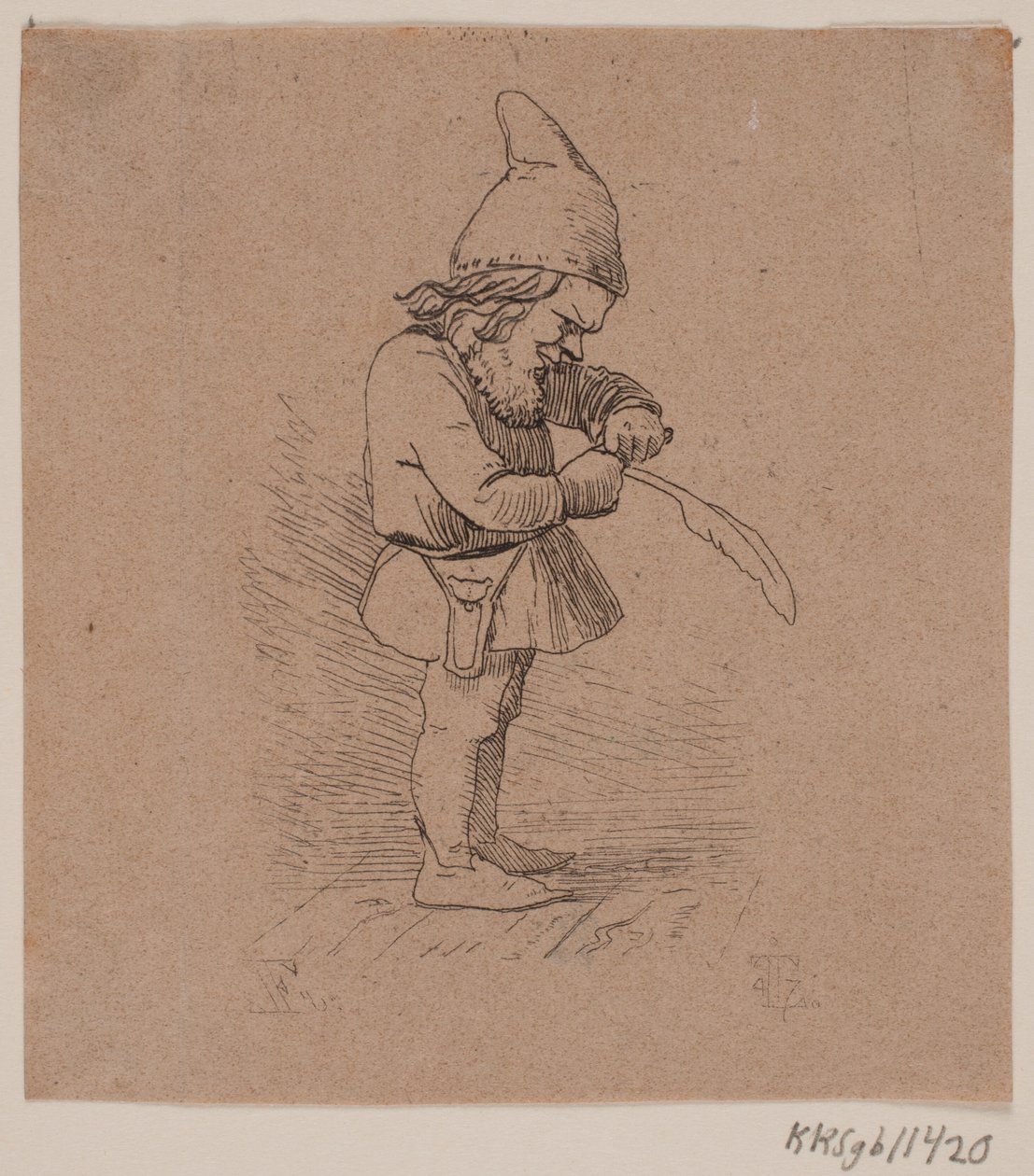 Nisse taillant une plume - Johan Thomas Lundbye
