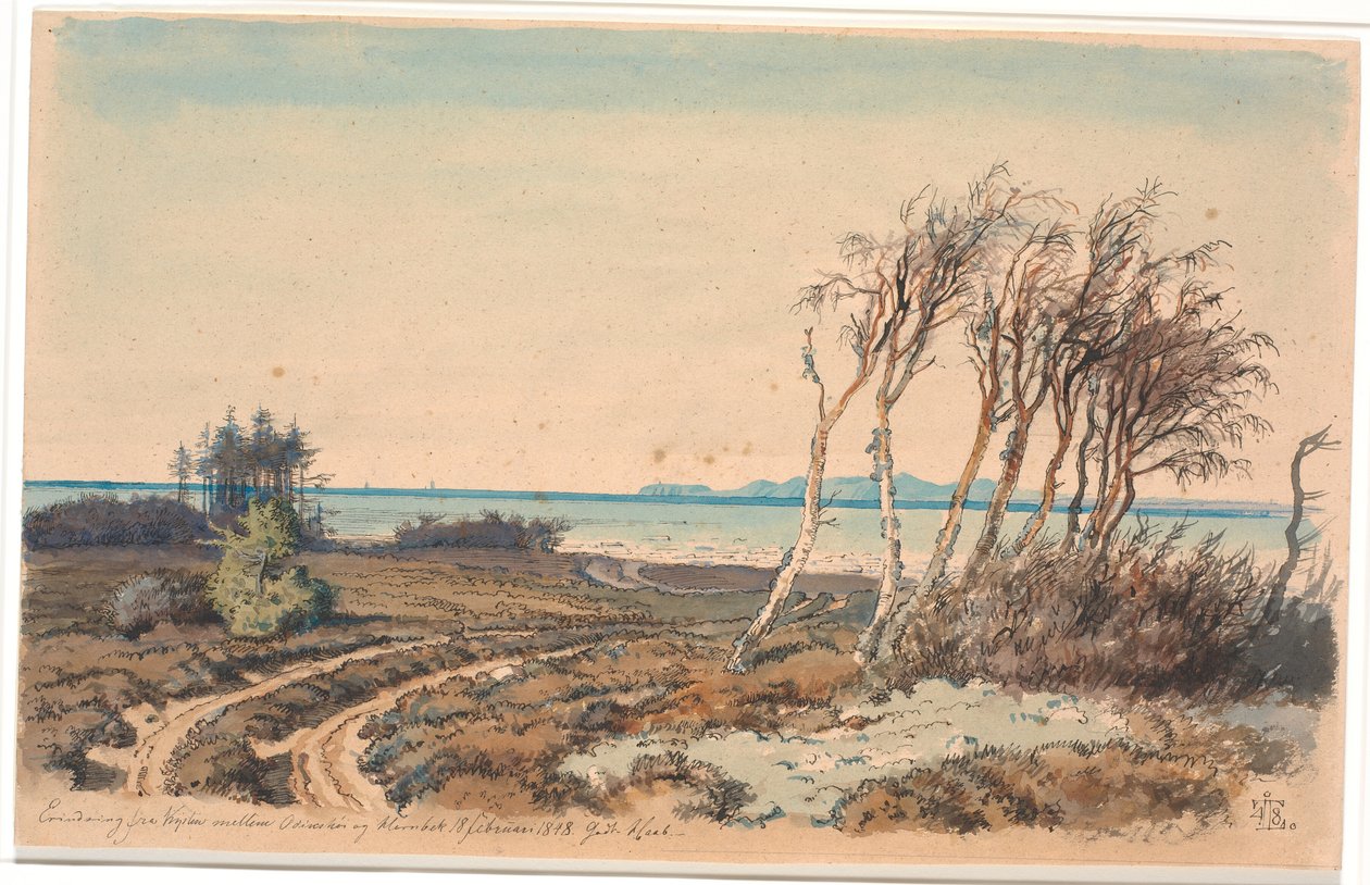 Vue vers Kullen depuis la côte entre Odinshøj et Hornbæk - Johan Thomas Lundbye