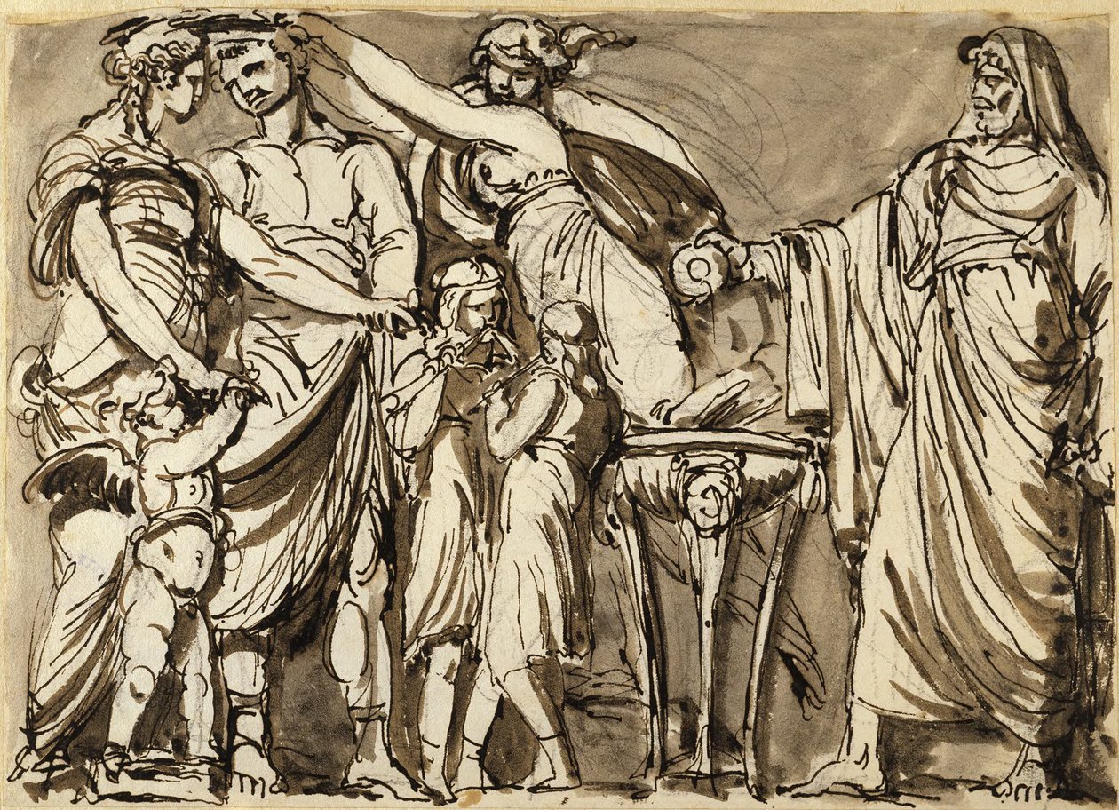 Ébauche de relief représentant une scène de mariage antique - Johan Tobias Sergel