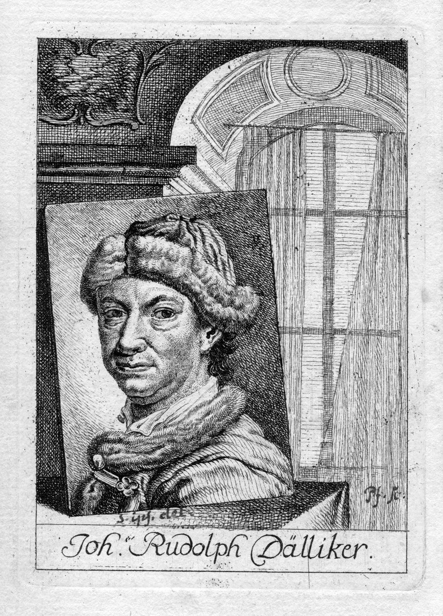 Autoportrait gravé - Johann Rudolf Dälliker
