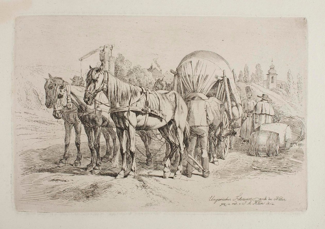 Chariot à chevaux hongrois - Johann Adam Klein