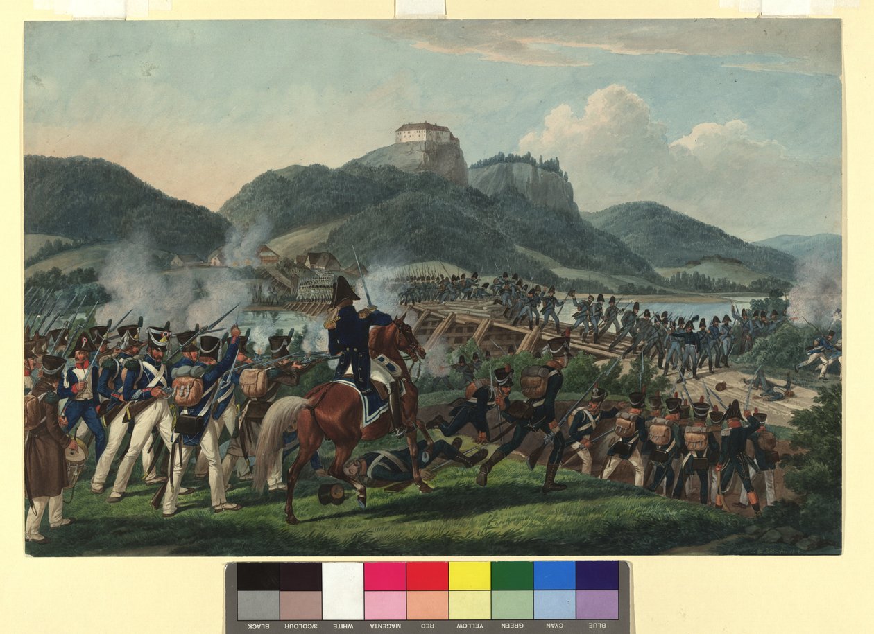 Passage des troupes autrichiennes sous le baron Hiller près de Hollenburg sur la Drave, le 19 septembre 1813 - Johann Adam Klein