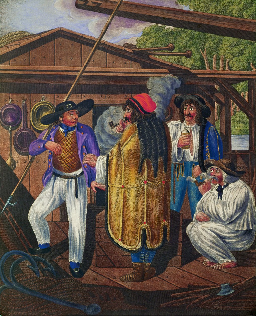 Chauffeur et marins sur un bateau danubien, d