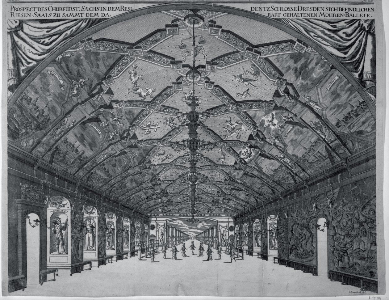 La salle des Géants avec le ballet mauresque à Dresde en 1678 - Johann Atzelt