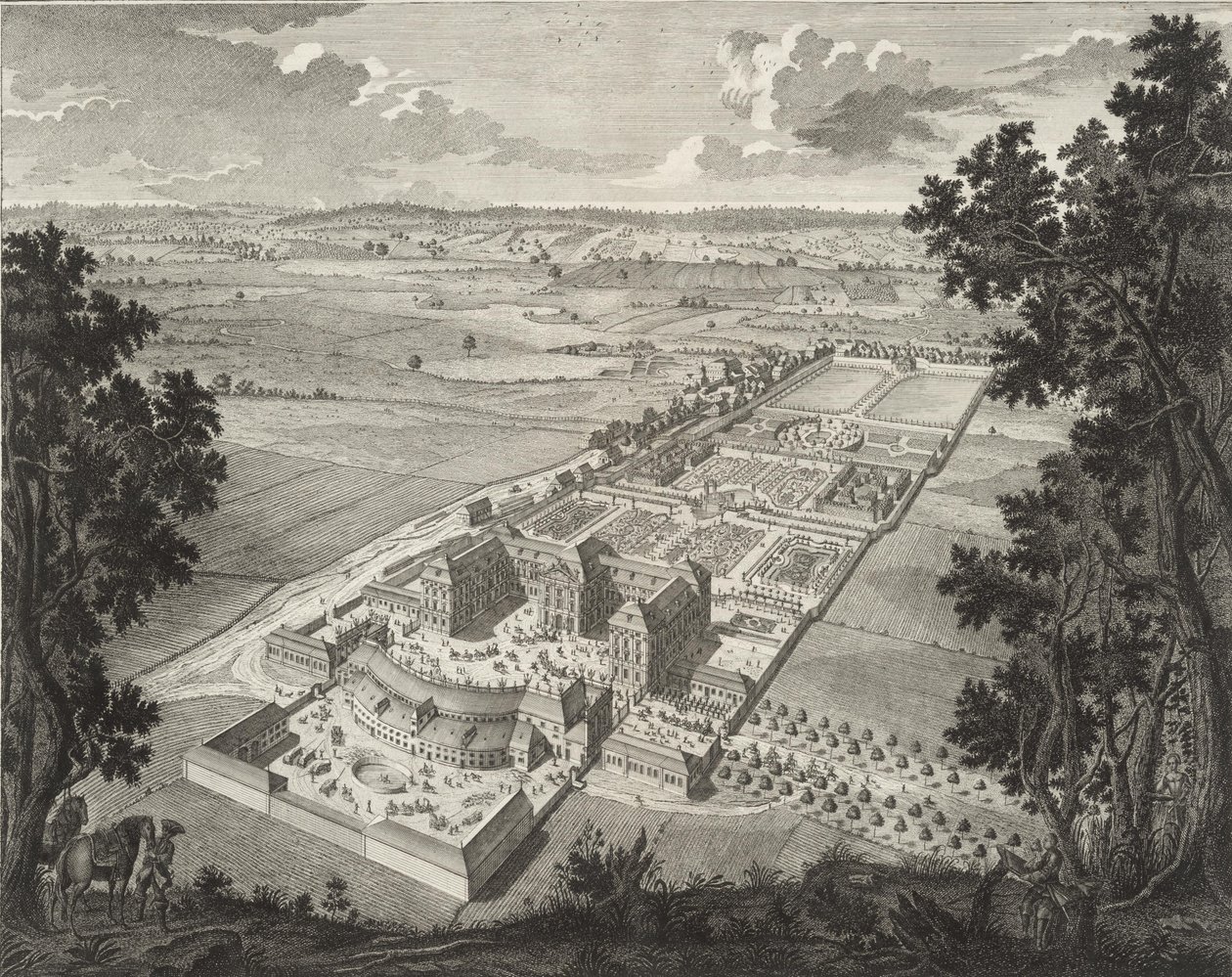 Vue en perspective de la ménagerie du château de Weißenstein à Pommersfelden - Johann August Corvinus