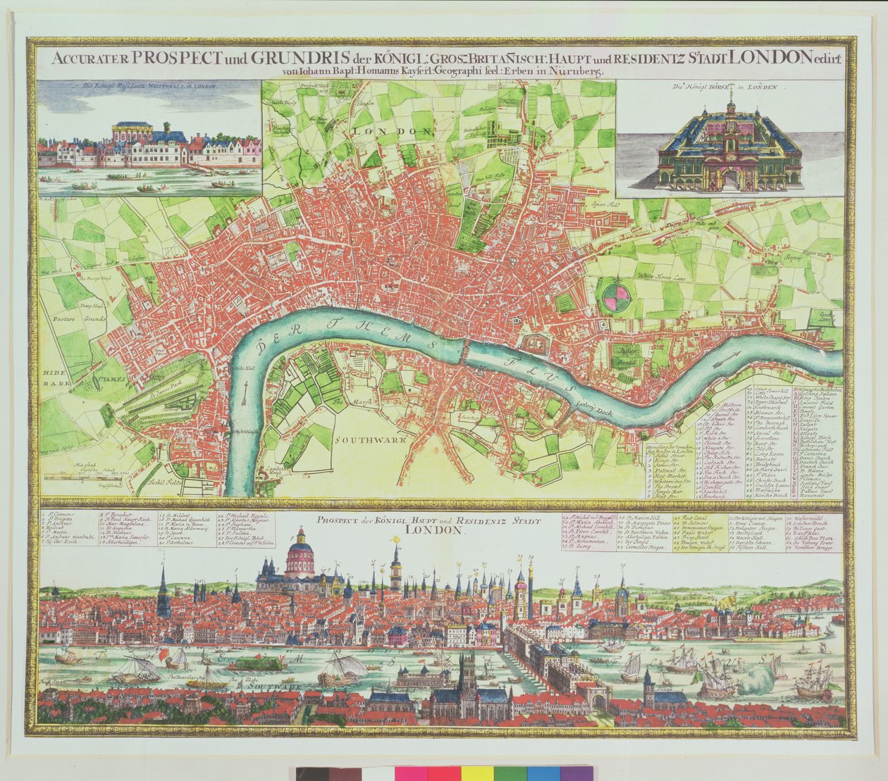 Carte aérienne de Londres, et vue à travers la Tamise depuis South Bank, avec St. Paul