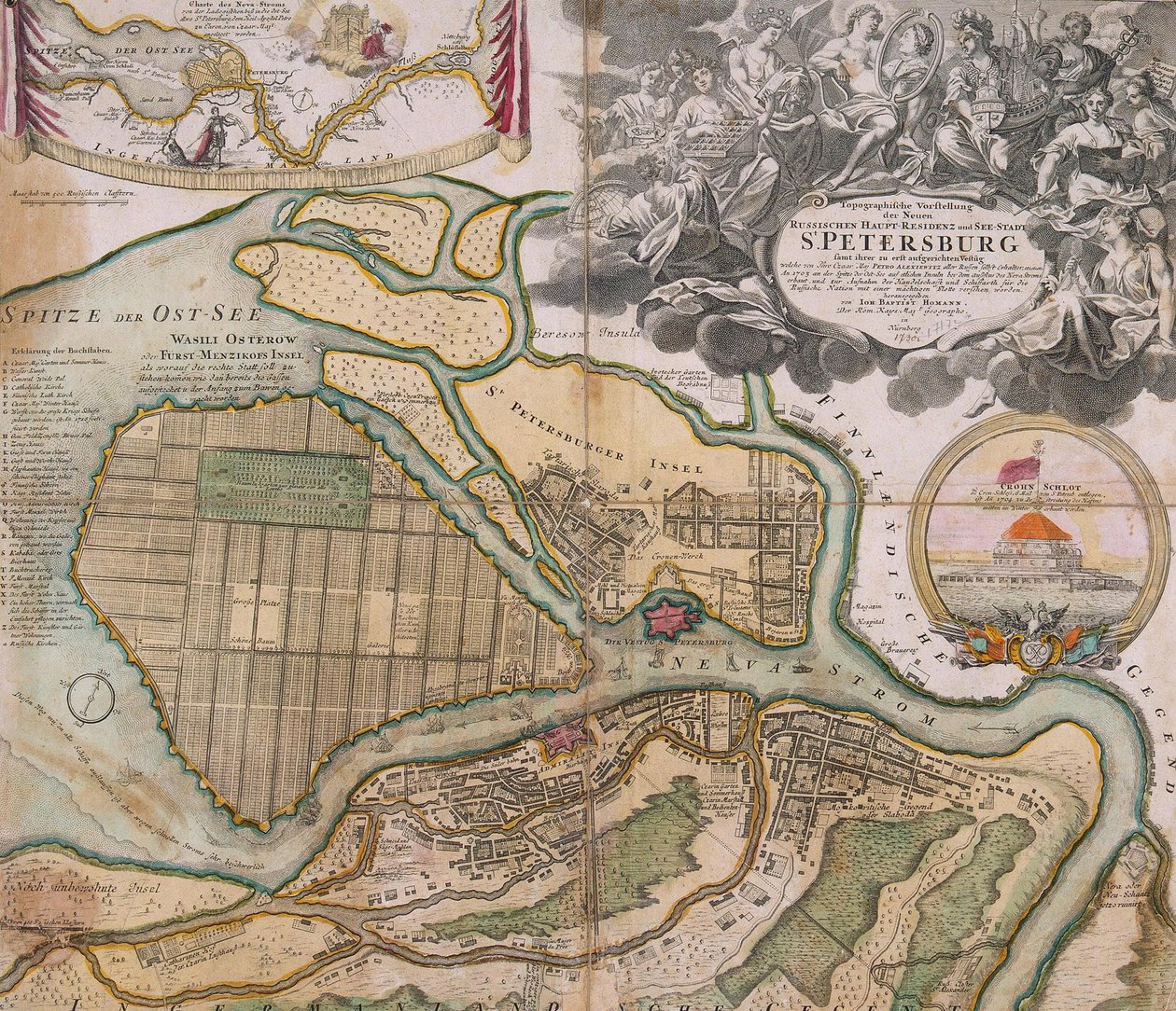 Plan de Saint-Pétersbourg, plan directeur - Johann Baptista Homann
