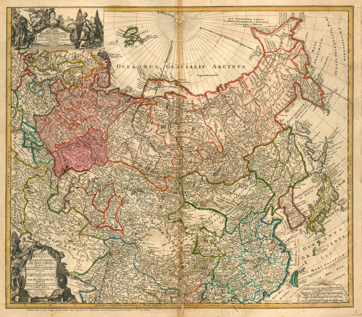 Carte de la Russie De: Imperii Russici et Tartariae universae tam majoris et Asiaticae quam minoris et - Johann Baptista Homann