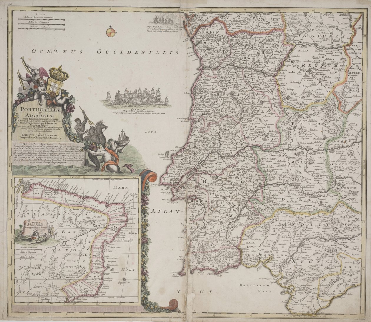 Portugal et Algarve (Portugallia et Algarbiae), c.1704 - Johann Baptista Homann