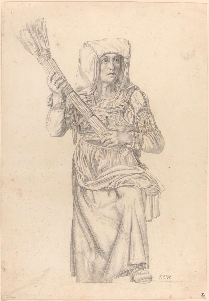 Paysanne italienne avec un balai - Johann Caspar Weidenmann