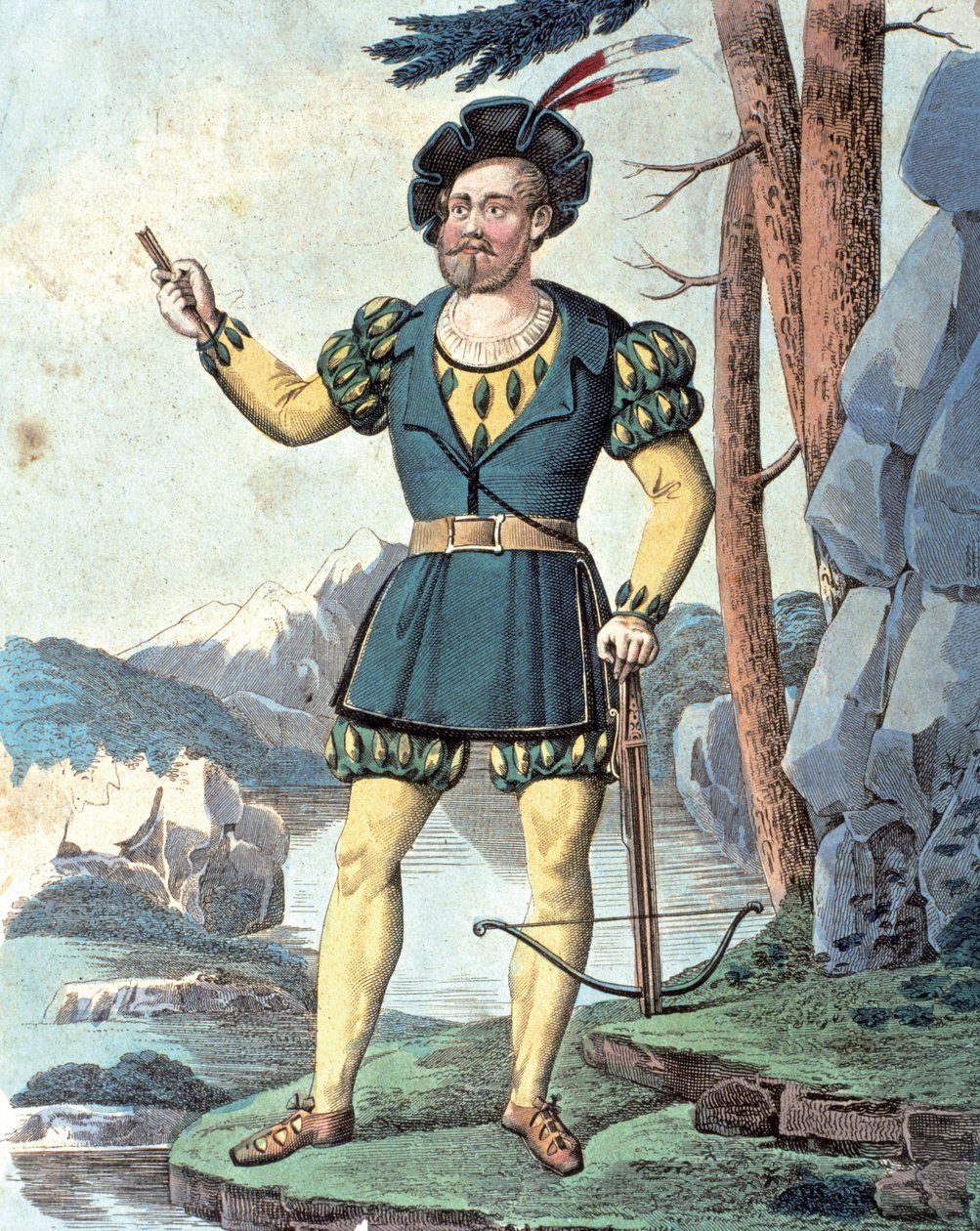 Franz von Schober en Guillaume Tell . 1837 (gravure en couleur) - Johann Christian (after) Schoeller
