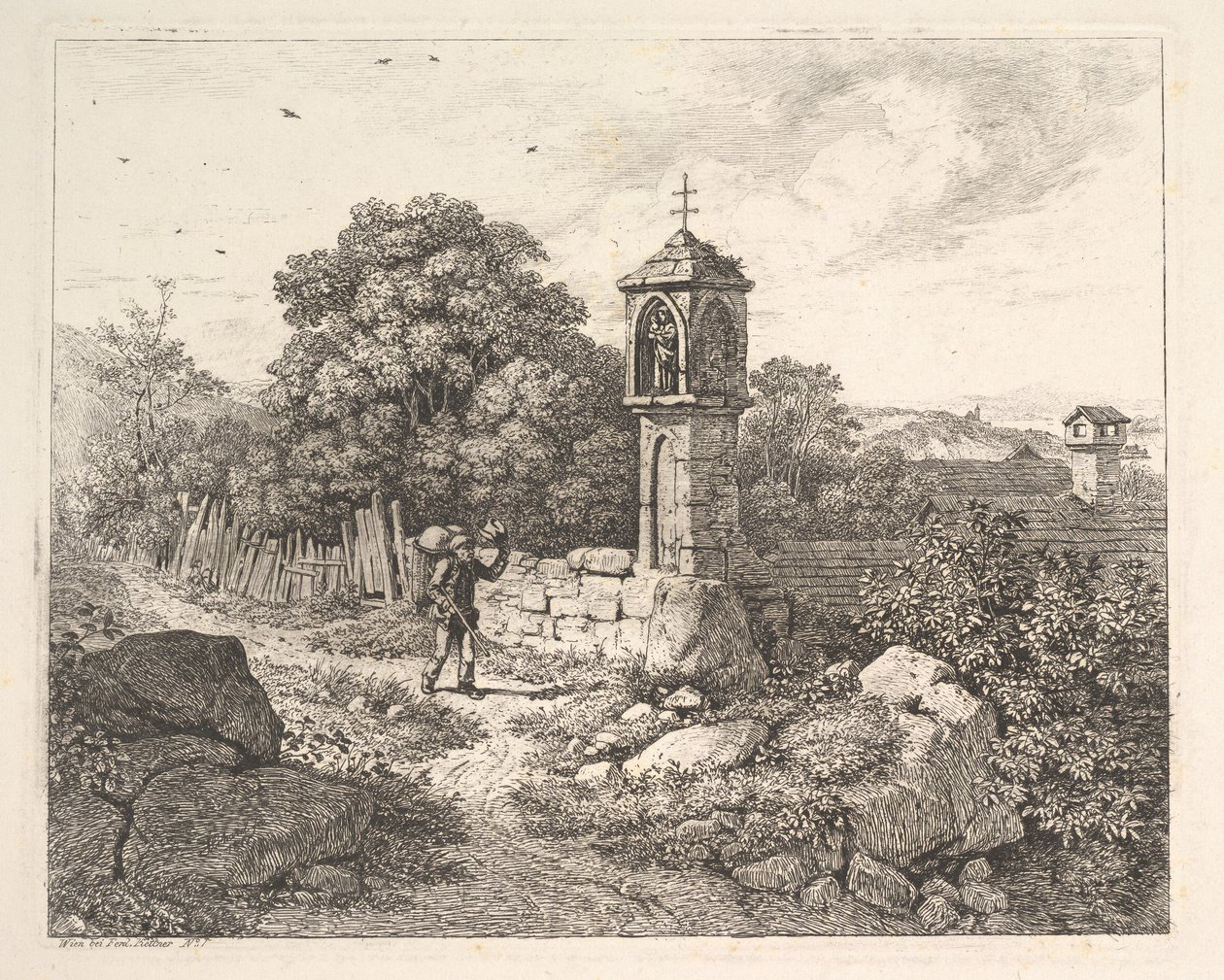 Un paysan saluant la statue de Marie, 1817 - Johann Christian Erhard
