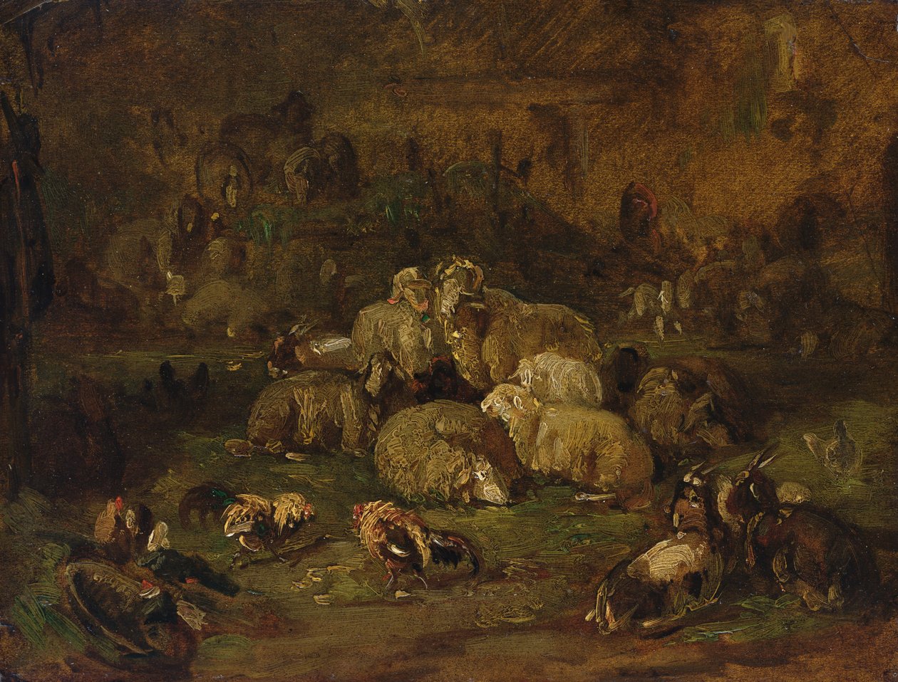 Moutons, chèvres et poules - Johann Christian Reinhardt