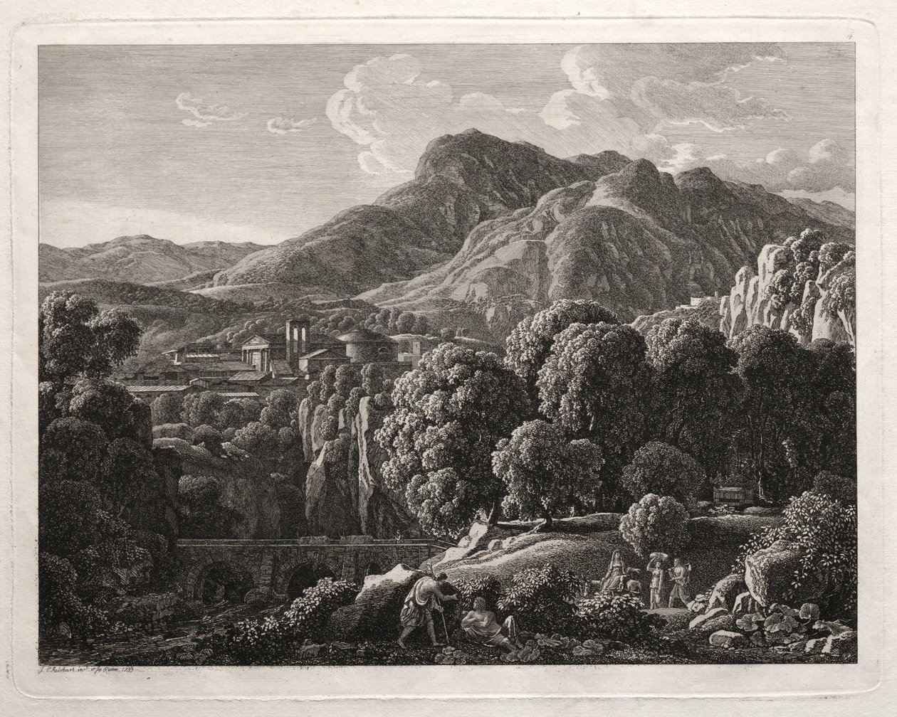 Paysage héroïque : Paysage avec ville et rivière - Johann Christian Reinhart
