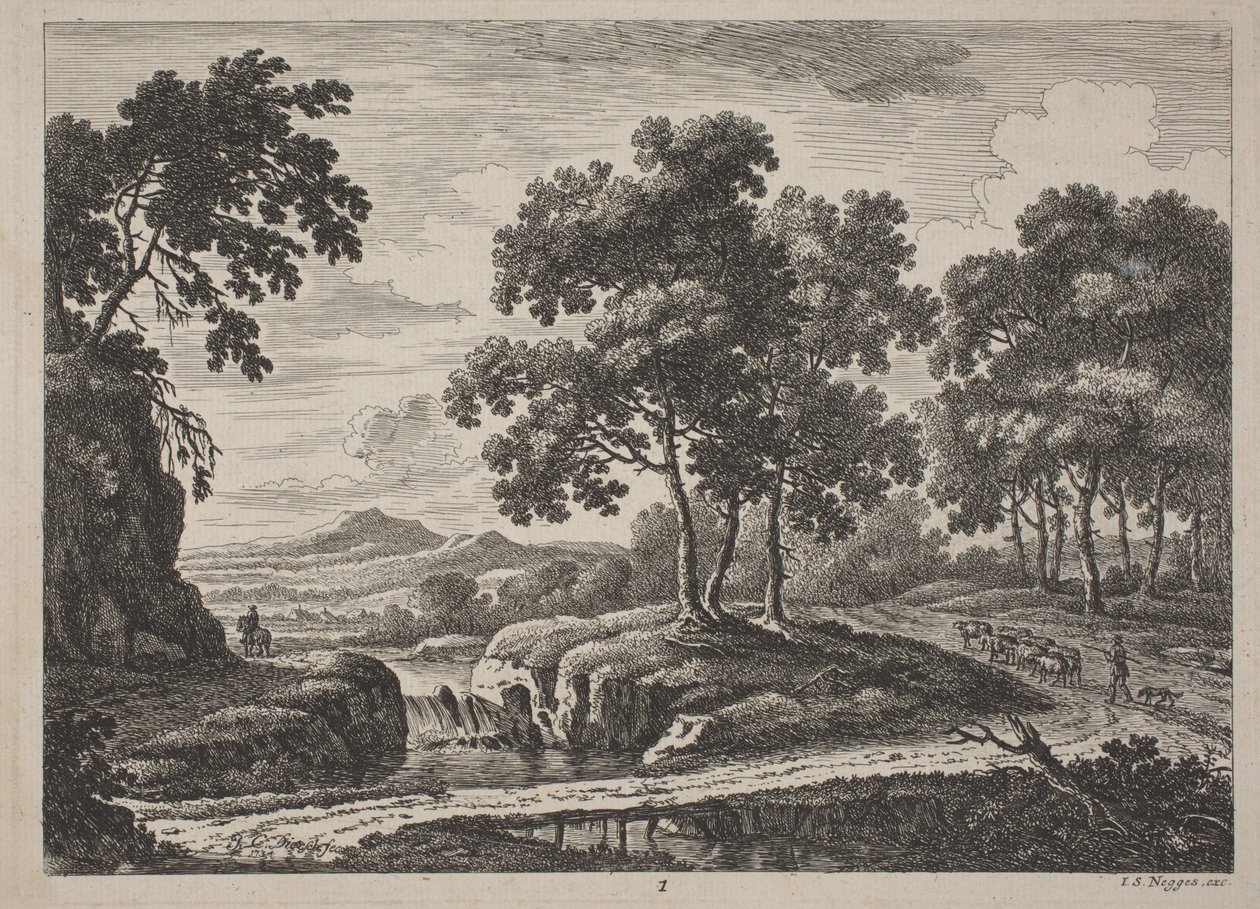 Paysages fluviaux panoramiques avec voyageurs - Johann Christoph Dietzsch