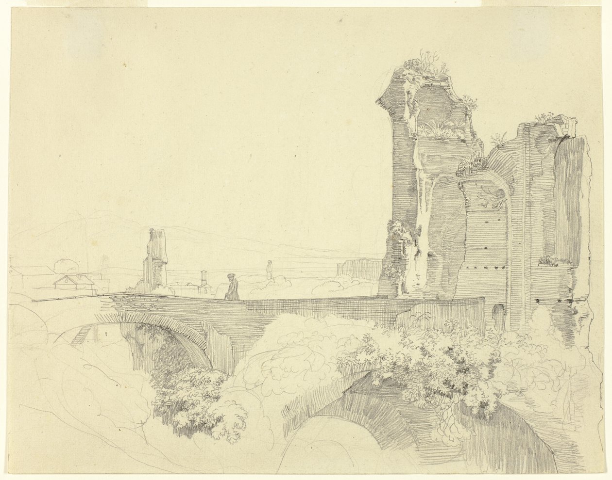 Pont et tour en ruine - Johann Christoph Erhard