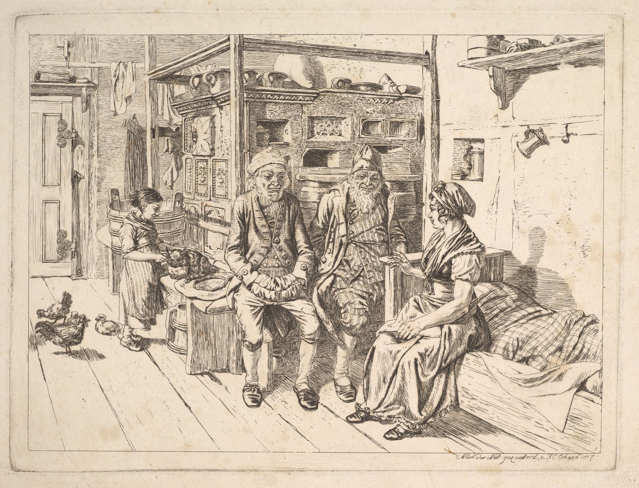 La famille juive assise autour du poêle - Johann Christoph Erhard