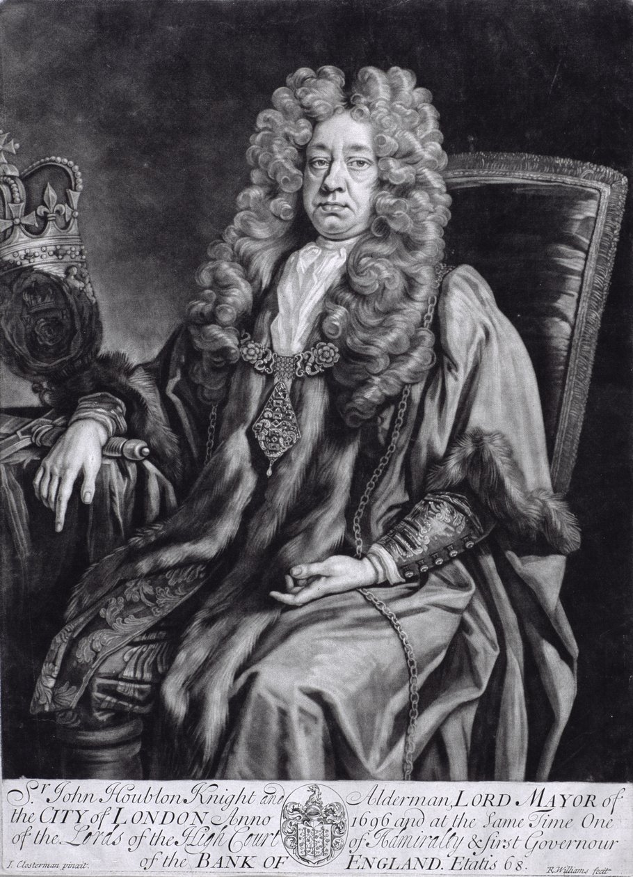 Sir John Houblon (1632-1711) gravé par R. Williams - Johann Closterman