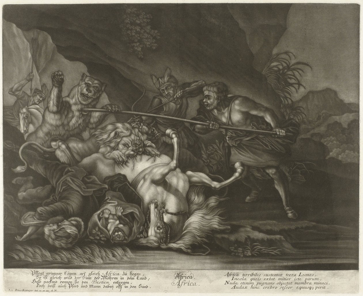 Chasse aux lions et aux ours - Johann Elias Ridinger