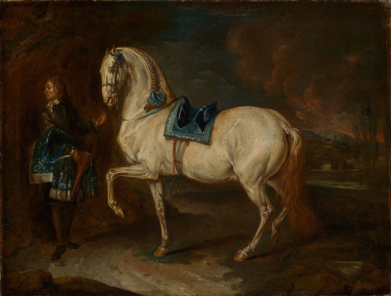 Écuyer avec un cheval blanc - Johann Elias Ridinger