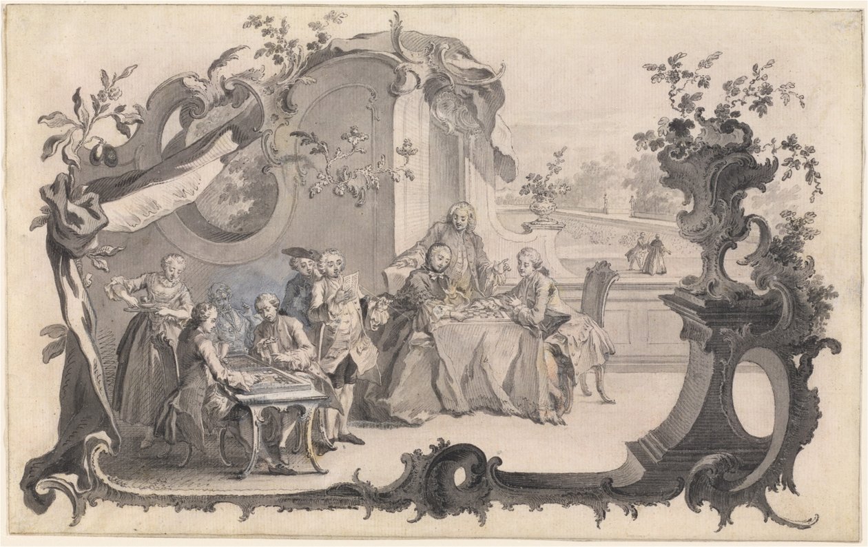 Une compagnie élégante jouant à des jeux de société - Johann Esaias Nilson