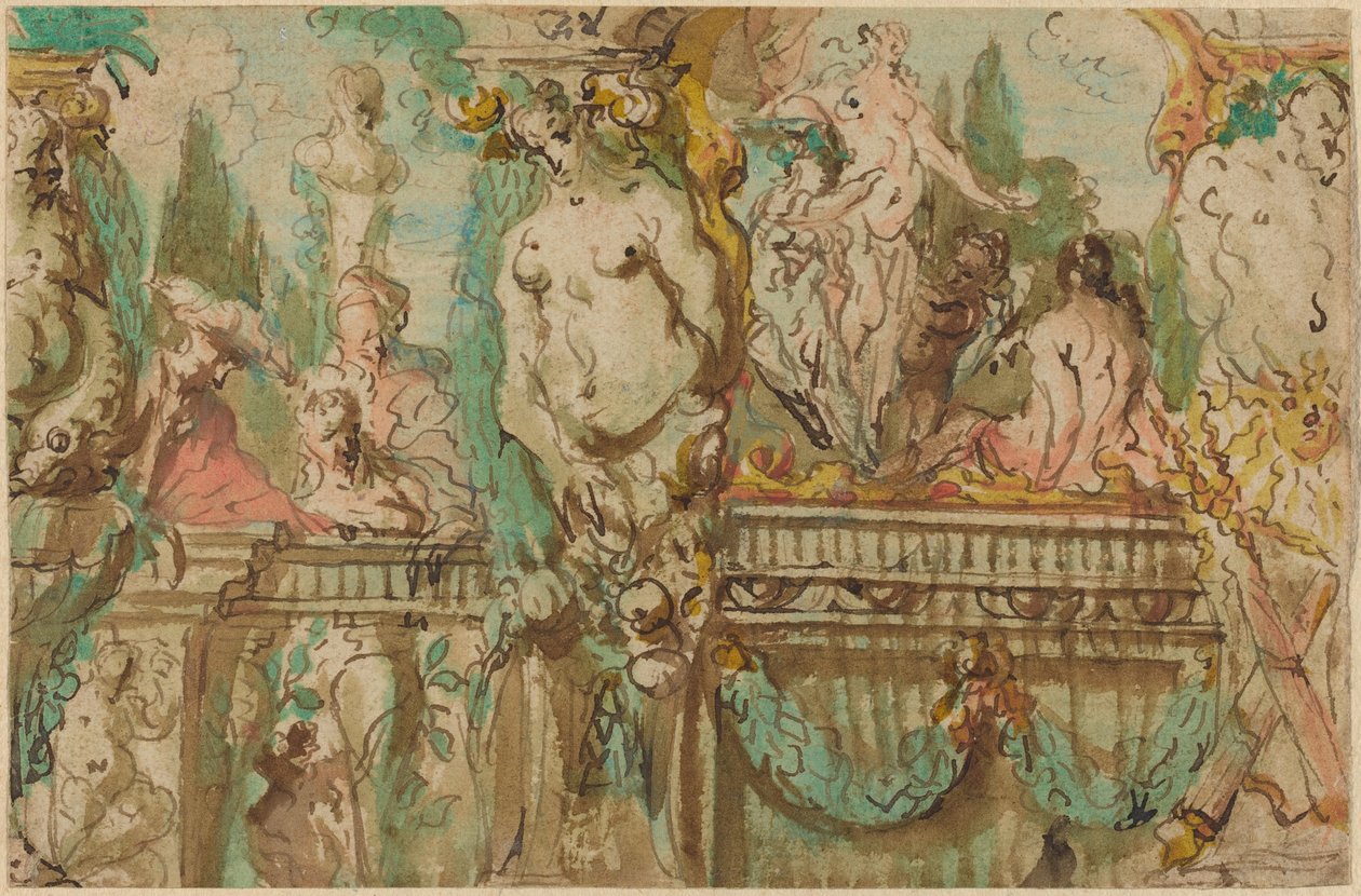 Un design de plafond avec des figures allégoriques - Johann Evangelist Holzer