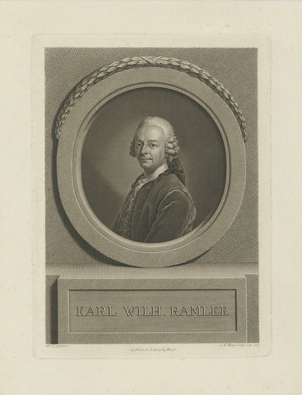 Portrait de Karl Wilhelm Ramler 1725-1798, 1774 - Johann Friedrich Bause