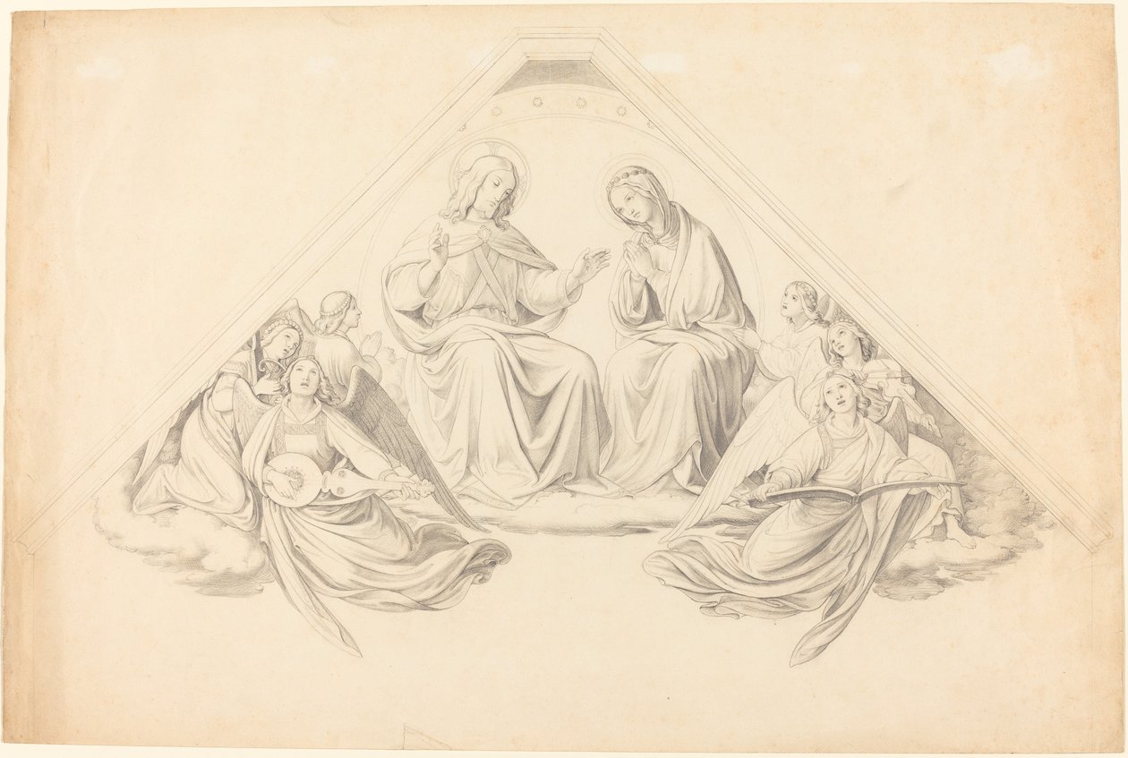 Christ et la Vierge avec des anges musiciens - Johann Friedrich Overbeck