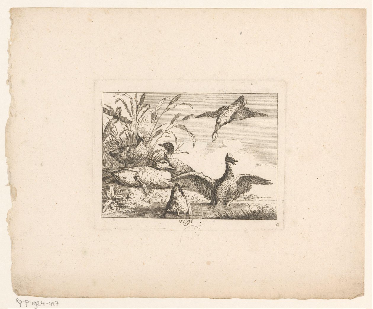 Paysage avec six canards - Johann Georg Hertel (I) (possibly)