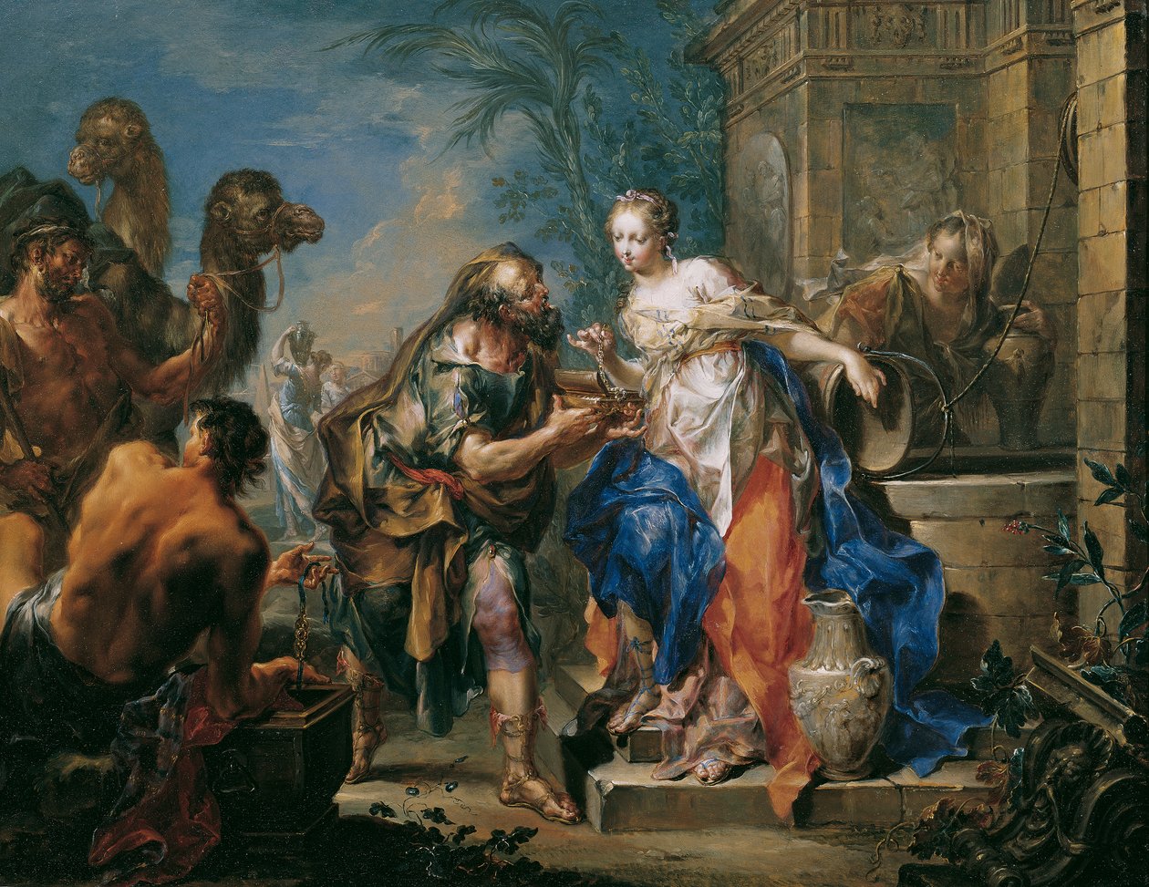 Rebecca au puits, vers 1735 (huile sur cuivre) - Johann Georg Platzer