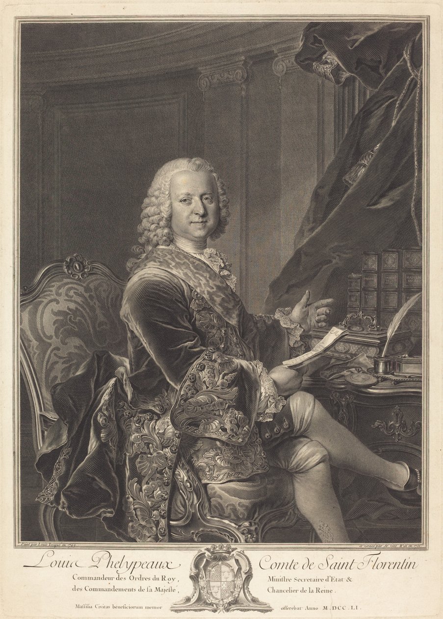 Louis Phelypeaux, comte de Saint Florentin - Johann Georg Wille after Louis Tocqué