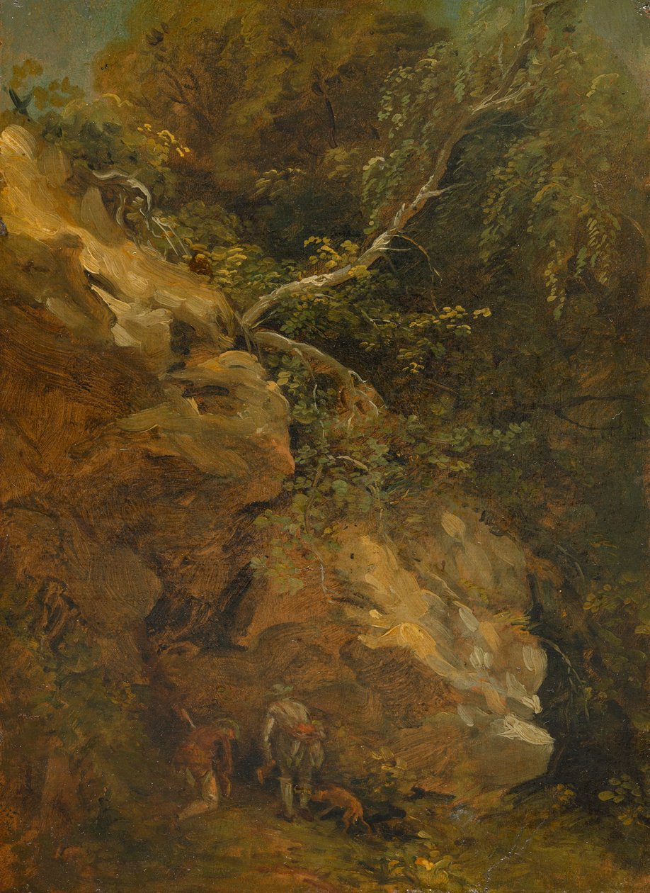 Le garde forestier Dillis devant un terrier de blaireau - Johann Georg von Dillis